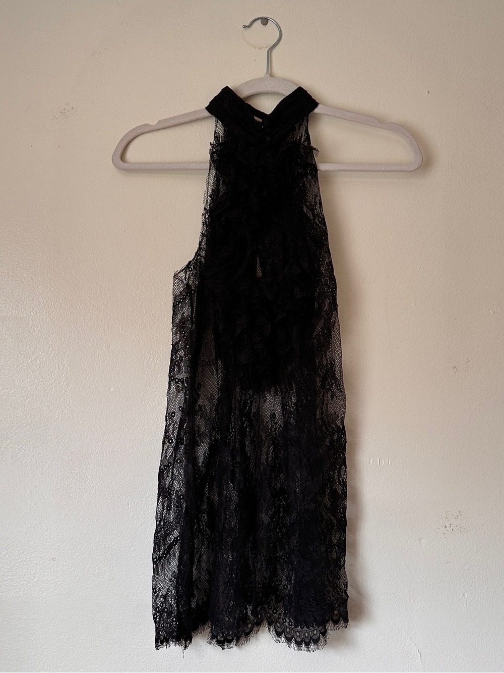L’agence black lace ruffle top